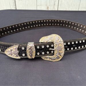 Roper Black and Silver Studded Belt